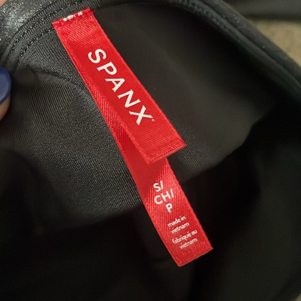 Spanx Faux Leather Black Moto Leggings Size S - Picture 11 of 11